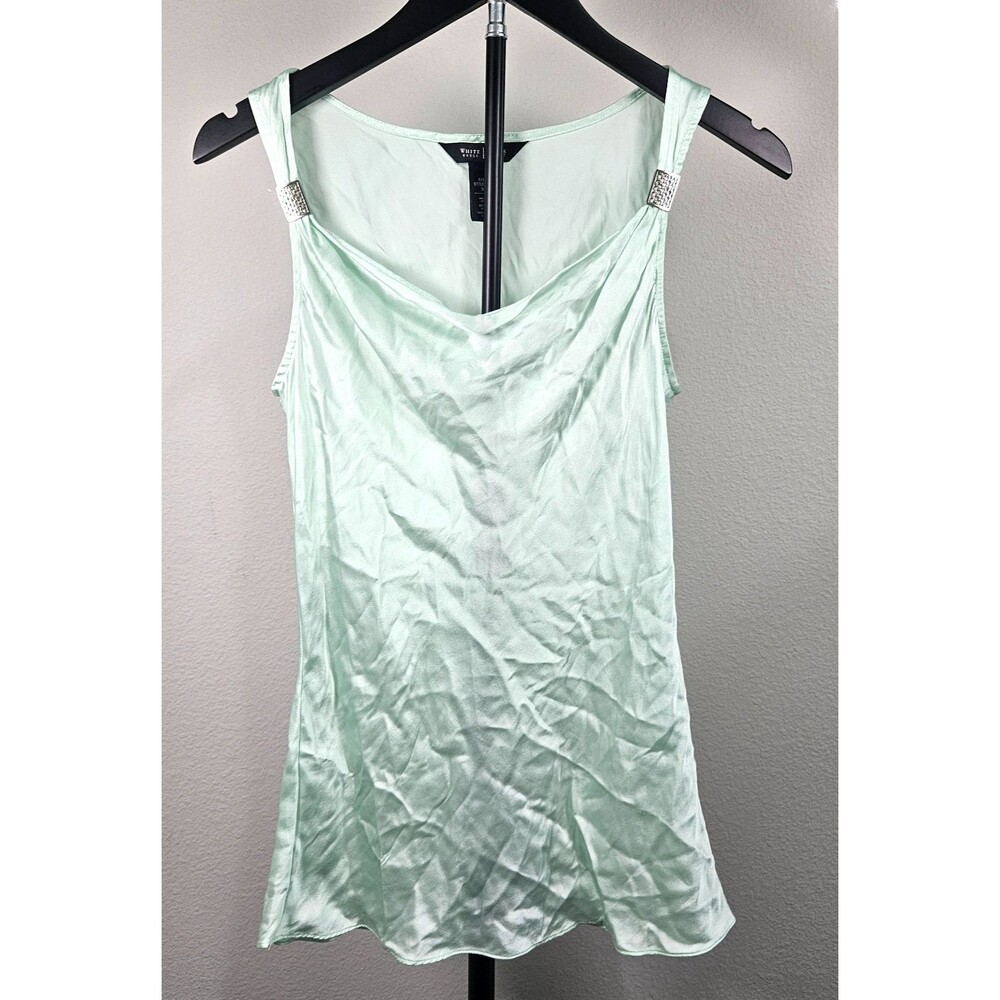 White House Black Market Silk Stretch Cami Tank Top Mint Green XS Satin Shell